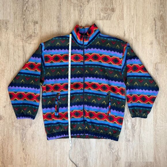 Winterset Full Zip Fleece Jacket Colorful Aztec Pattern Large Multicolor - Picture 5 of 6